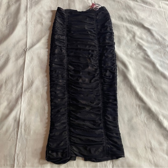 NEW! Nana Jacquline- High Waisted Lined Mesh Black Vanessa Silk Maxi Skirt M - Picture 3 of 10